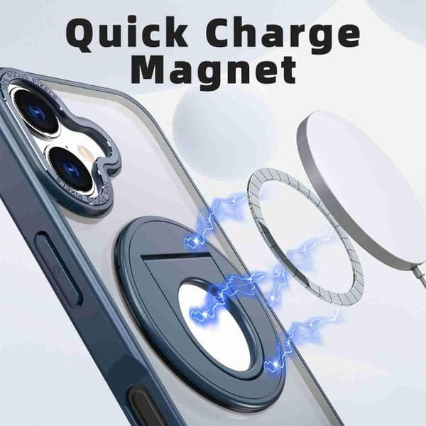 iPhone 17 Skal med roterande ring och magnetisk hållare Blå
