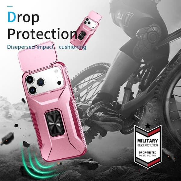 iPhone 18 Pro Max / iPhone 17 Pro Max Skal med Sliding Camshield Holder Rosa + Rosröd