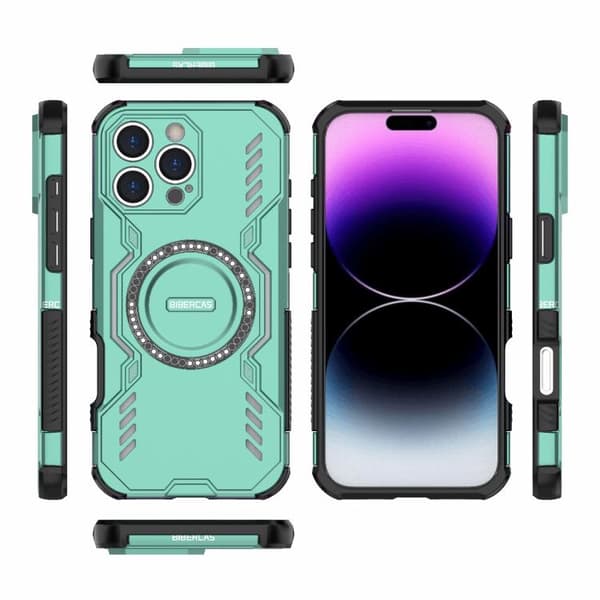iPhone 16 Pro Max Butterfly Armor MagSafe Magnetisk Ring Stötsäker Skal Ljusgrön
