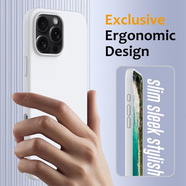 iPhone 16 Pro Max Shockproof Silikon Magsafe Skal Vit