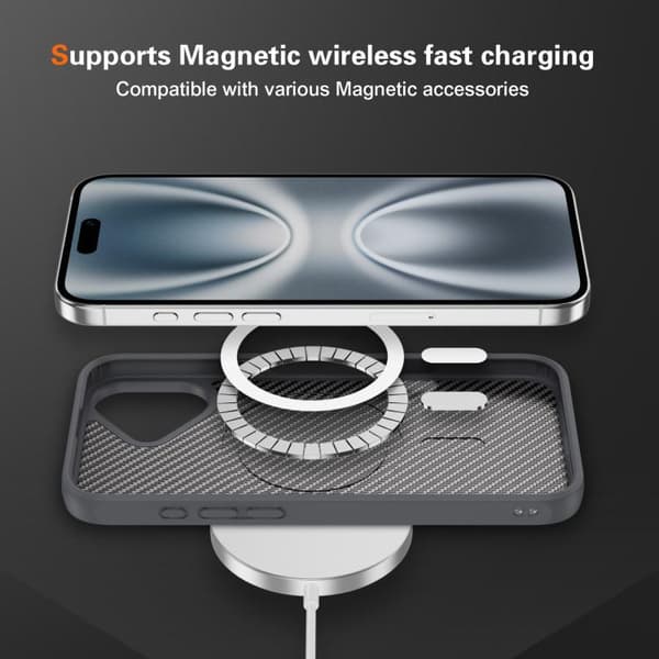 iPhone 17 Skal med Kolfiberstruktur och MagSafe Grå
