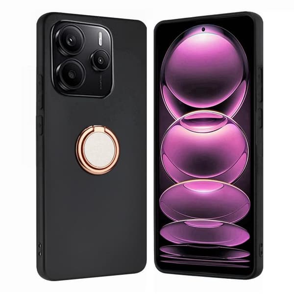 Redmi Note 14 4G EU-version TPU-fodral med matt ringhållare - Roséguld