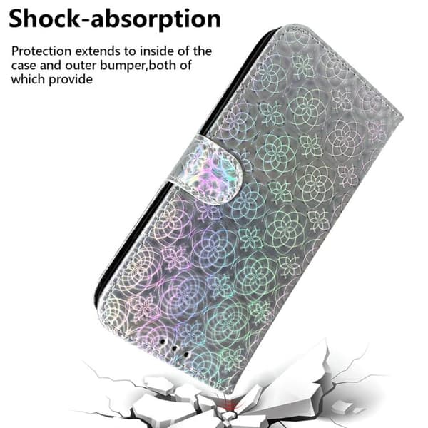 iPhone 17 Skal läderfodral med färgglad magnetisk spänne Silver