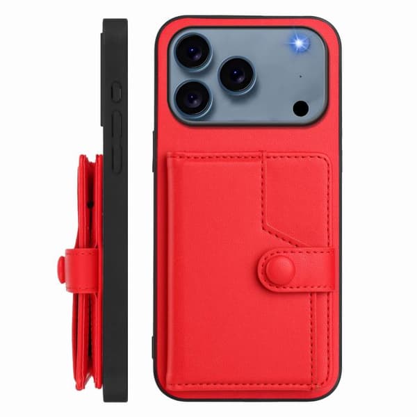 iPhone 18 Pro Max / iPhone 17 Pro Max Skal med RFID-skydd och kortfack Röd