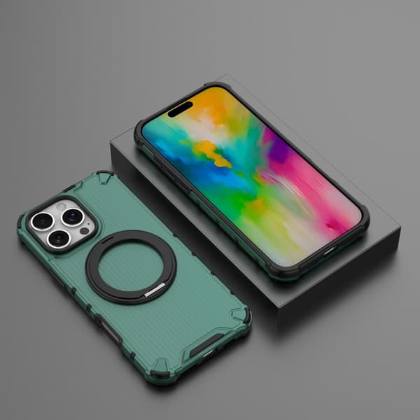 iPhone 16 Pro Max 360 Grader Rotationshållare Stötsäker Skal Grön