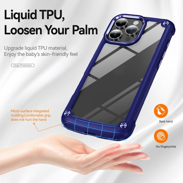 iPhone 16 Pro TPU + PC Linsskydd Skal Blå