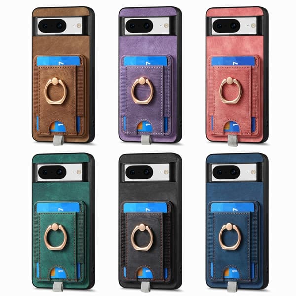 för Pixel 9a Fodral i Retro Splitbar Magnetisk Läder med Kortfack Blå
