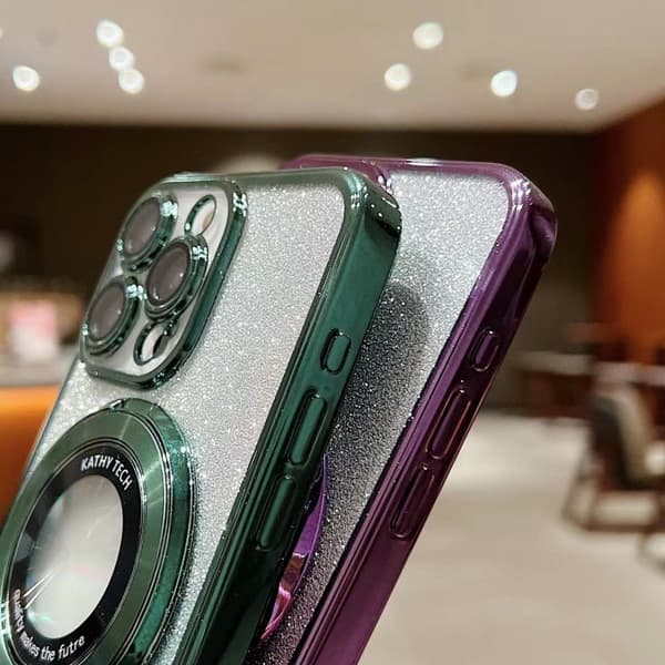 iPhone 16 Pro Skal med Elektropläterad Gradient Glittrig Design och MagSafe Grön