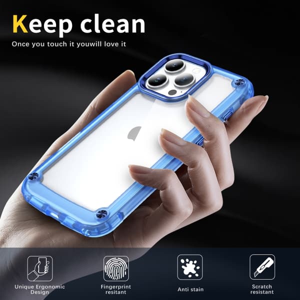 iPhone 16 Pro Skal TPU + PC - Skyddande och Slitstark Mobilskal Transparent blå