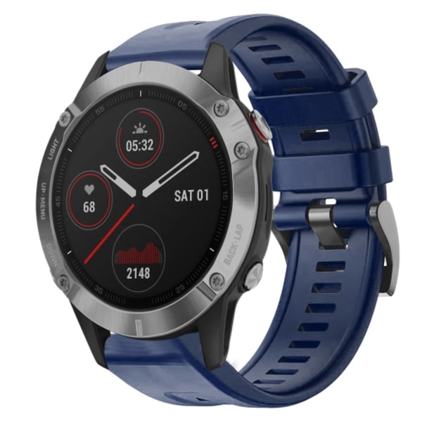 För Garmin Fenix ​​6 GPS metallspänne i enfärgad watch Midnight Blue