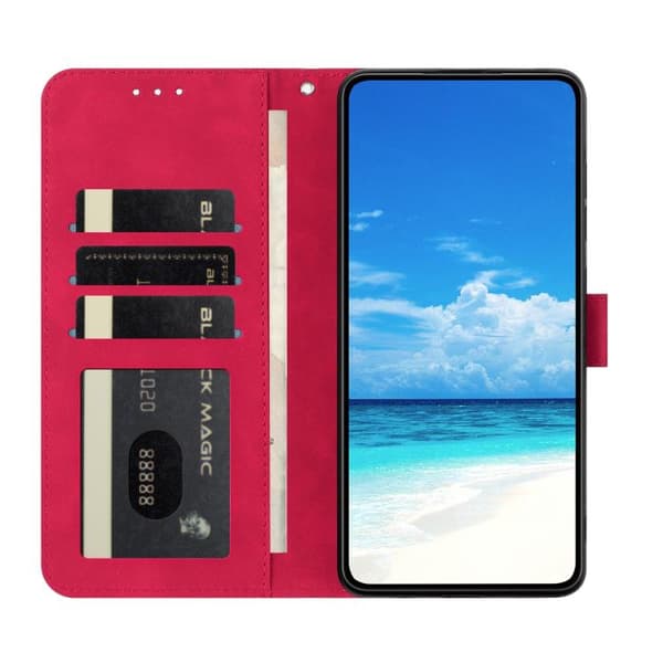 iPhone 18 Pro Max / iPhone 17 Pro Max Skal läderfodral med månbelyst fjärilsdansmönster Rosröd
