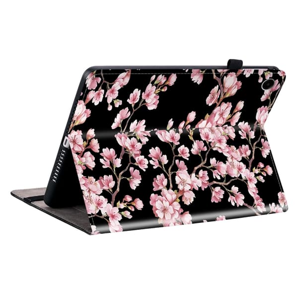 Samsung Galaxy Tab A9+ / A11+ Läderfodral med Kristalltextur Plommonblomma