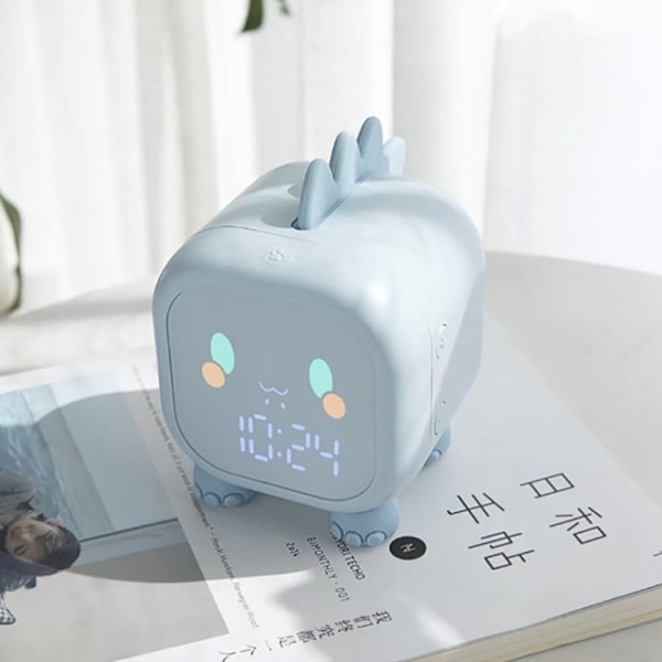 Dinosaur Barnklocka Elektronisk Klocka Multifunktionell Chime Liten Väckarklocka (Rosa)
