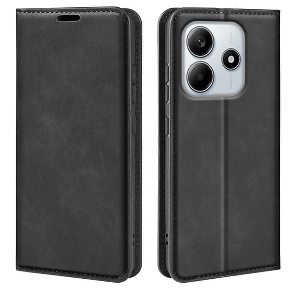 Redmi Note 14 4G - Retro-skin Magnetisk Läderfodral Svart
