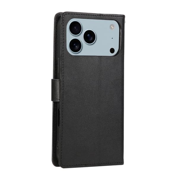 iPhone 18 Pro Max / iPhone 17 Pro Max Skal Läderfodral med 3 Kortfack och Multifunktion Svart