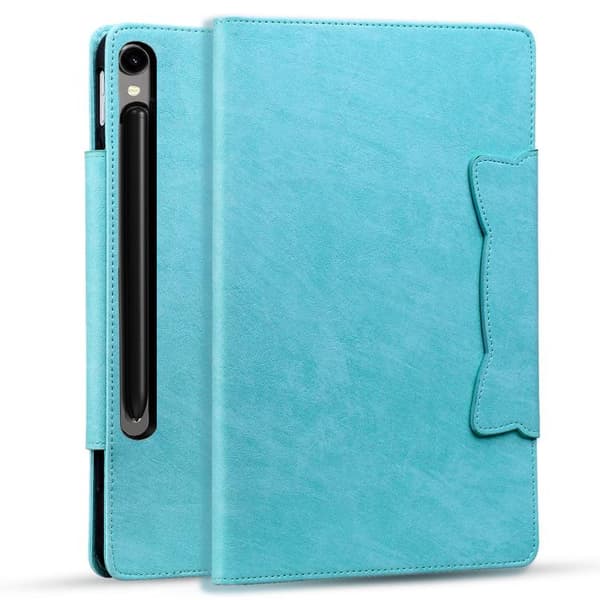 Samsung Galaxy Tab S10 FE+ Cat Buckle Läderfodral Himmelblå