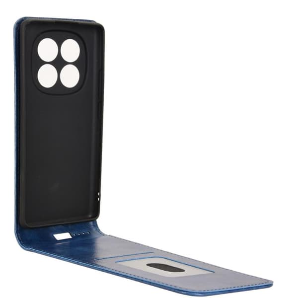 Redmi Note 14 Pro 4G - Magnetisk Vertikal Flip Läderfodral Blå