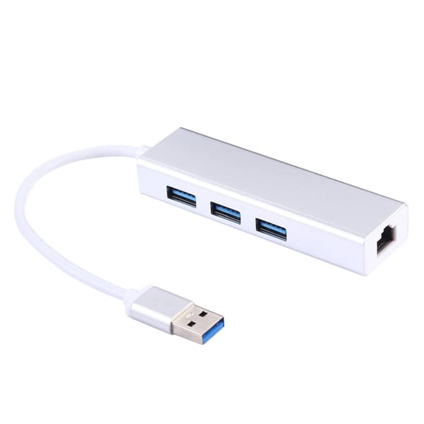 Aluminium Hub med 3 USB 3.0-portar + USB 3.0 Gigabit Ethernet Adapter