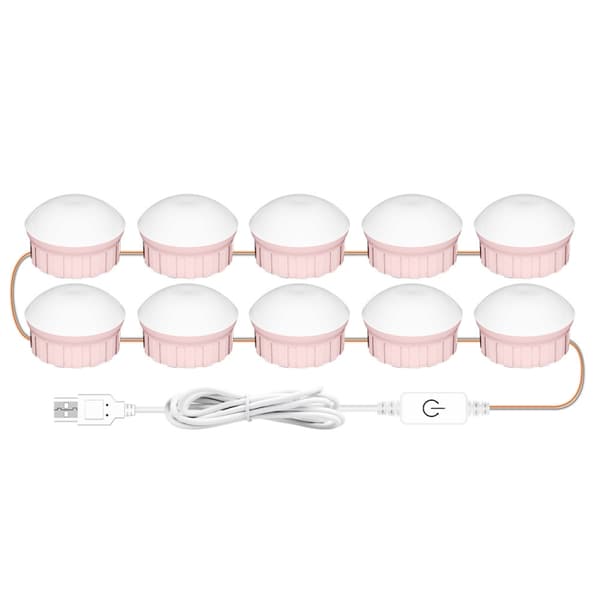 10 LED-lampor Kosmetisk Rum Badrumsspegel Frontljus USB Trefärgs Dimljus