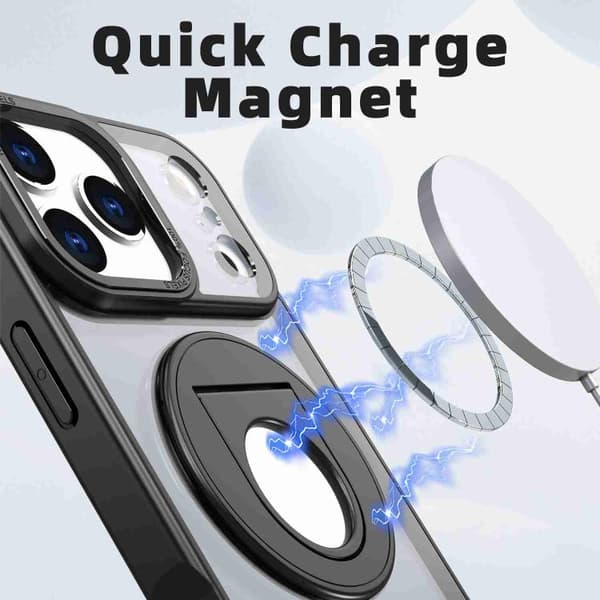 iPhone 18 Pro / iPhone 17 Pro Skal med roterande ring och magnetisk hållare Svart