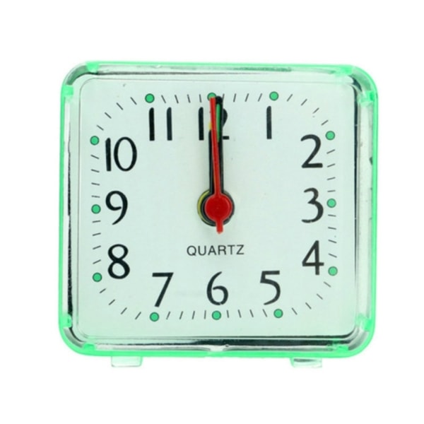 Kvadratisk väckarklocka transparent fodral kompakt digital mini sovrum sängbordskontor elektronisk klocka (grön)