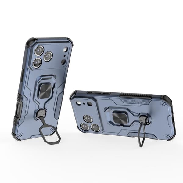 iPhone 17 Pro Max Skal med Metall Kickstand och TPU Hybrid PC Blå