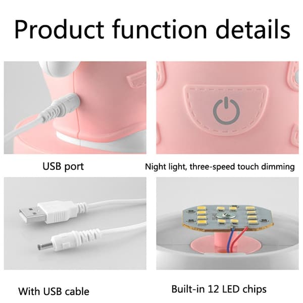3W tecknad krona husdjur USB touch-kontroll nattlampa (kanin grå)