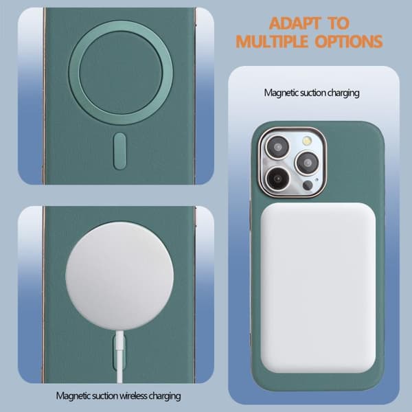 iPhone 16 Pro Max Solid Color Pläterad MagSafe Full Coverage Skal Grön