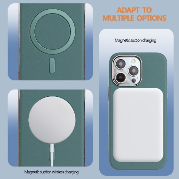 iPhone 16 Pro Solid Color Pläterad MagSafe Full Coverage Skal Grön