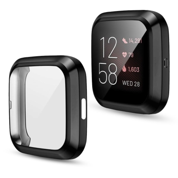 För Fitbit versa 2 Plating TPU All-inclusive Protective Shell Black