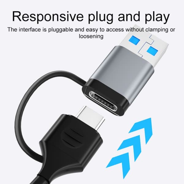 V252B 4-i-1 USB + USB-C/Typ-C Multifunktionell Dockningsstation Hub Adapter
