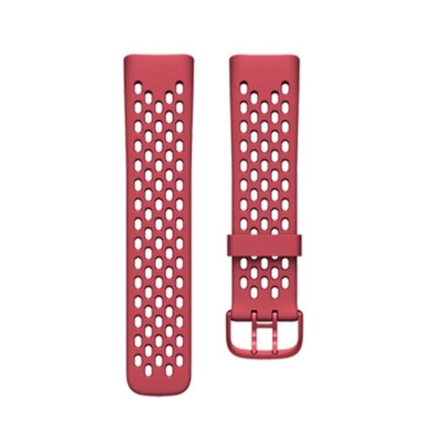 För Fitbit Charge 5 Silicone Hole Watch Band Dark Red