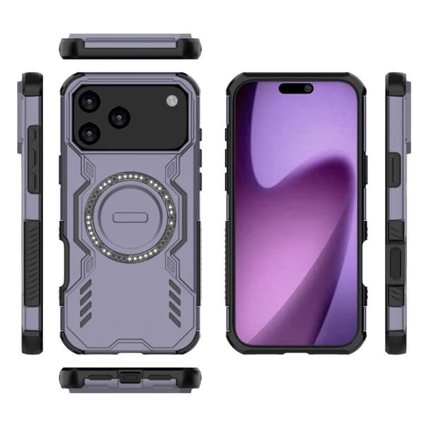 iPhone 18 Pro Max / iPhone 17 Pro Max Skal med Butterfly Armor MagSafe Magnetring och Stötskydd Purpur
