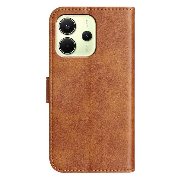 Redmi Note 14 5G - Dubbelvikts S-formad Läderfodral Brun