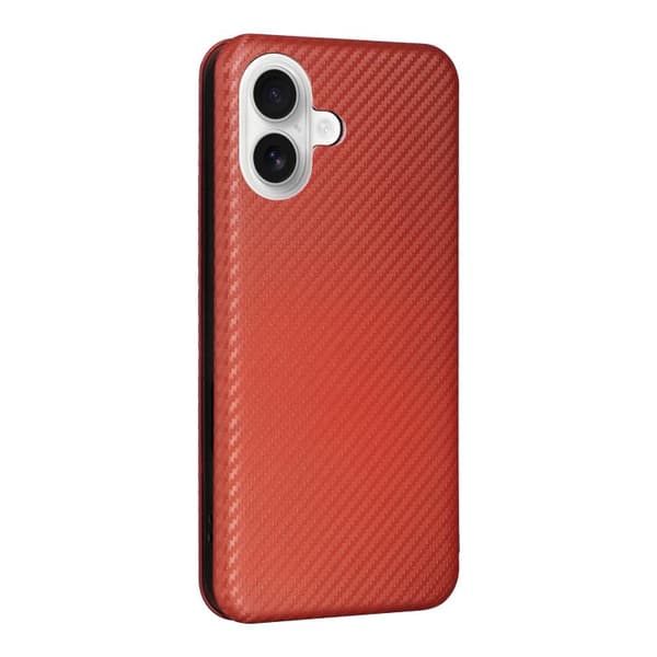 iPhone 17 Skal läderfodral - kolfibertextur Brun
