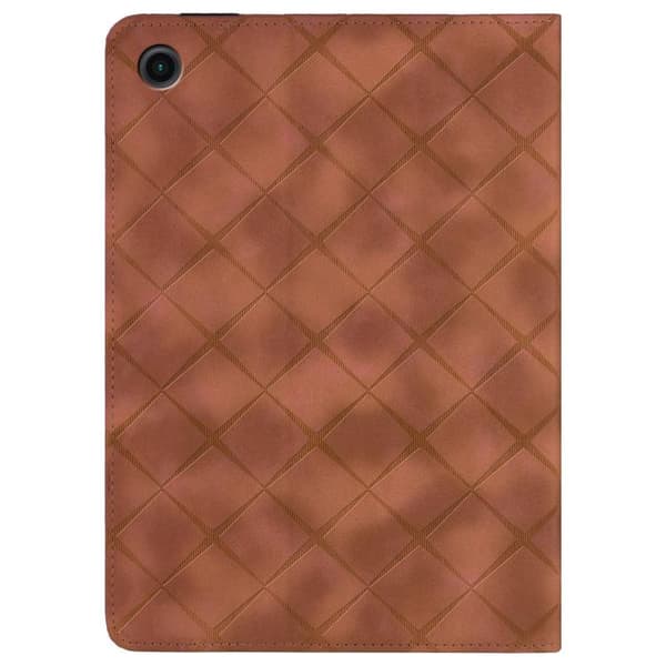 Samsung Galaxy Tab A9 / A11 Rhombus Prägad Läderfodral Brun