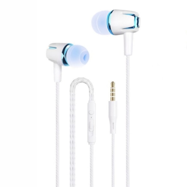 3,5 mm trådbundna öronsnäckor Stereo Sound Metal Bass Headset med mikrofon för smarttelefon Blå