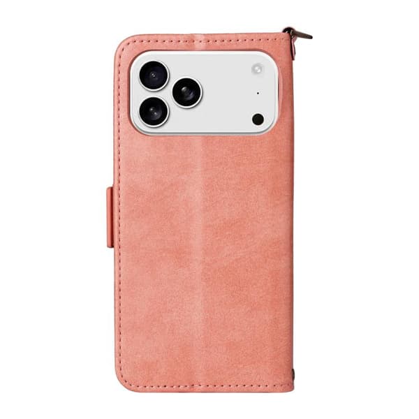 iPhone 18 Pro Max / iPhone 17 Pro Max Skal läderfodral med flera kortfack - nötköttsläder Rosa