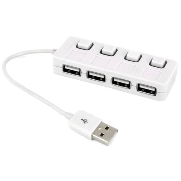 4-Port USB 2.0 Hub med 4 Strömbrytare (Vit)