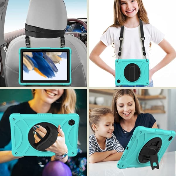 Samsung Galaxy Tab A8 10.5 (2021) Rotationsskydd i silikon + PC Mintgrön