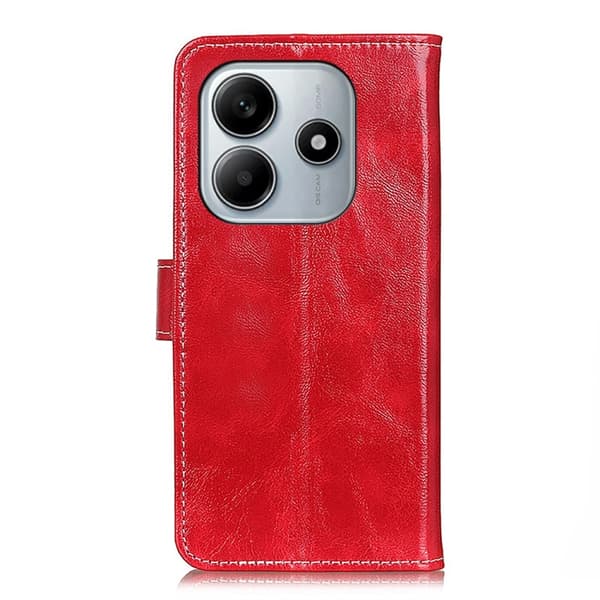 Redmi Note 14 4G - Retro Crazy Horse Textur Läderfodral Röd
