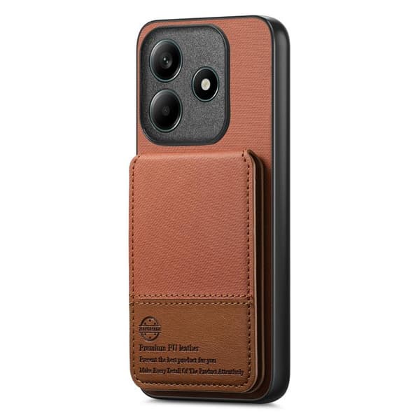 Redmi Note 14 5G - Vertikal Flip RFID Kortväska i Twill Läder Brun