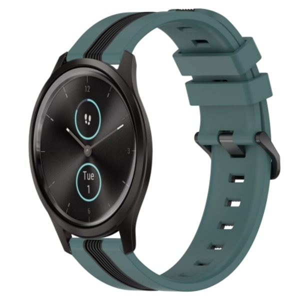 För Garmin Garminmove Style 20 mm vertikalt tvåfärgat watch Green-Black