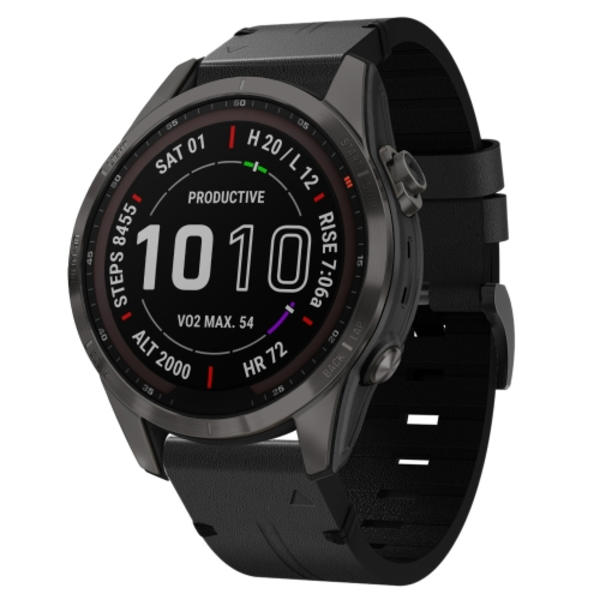 För Garmin Fenix ​​7S Sapphire Solar 20mm läder watch klockband Black