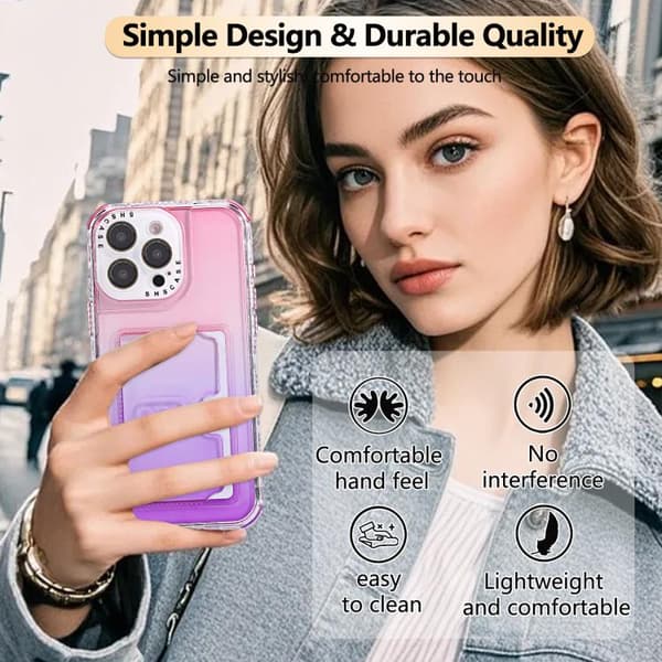 iPhone 16 Pro Max Gradient 3-i-1 Kortväska TPU Stötsäker Skal Rosa Gul