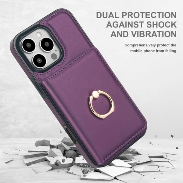 iPhone 16 Pro Max RFID Antistöld Kort Ringhållare Skal Mörklila
