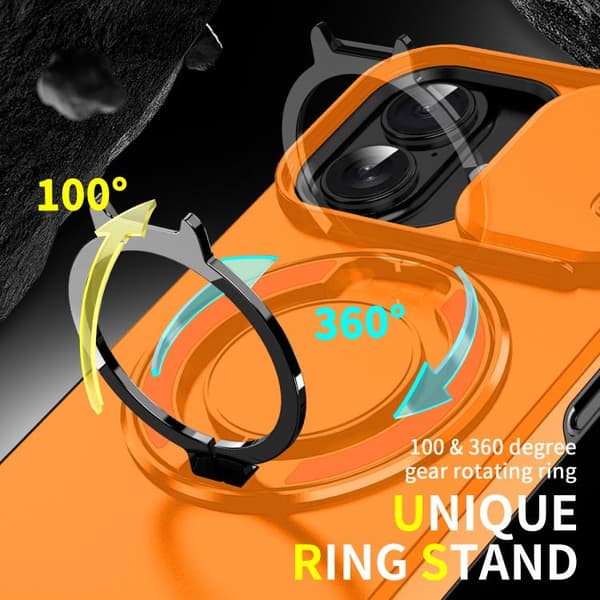 iPhone 17 Skal med Sliding Camshield Ring Holder Orange
