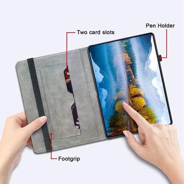 Samsung Galaxy Tab S7 FE/S8+/S7+ Läderfodral med Kristalltextur Kattreflektion Tiger