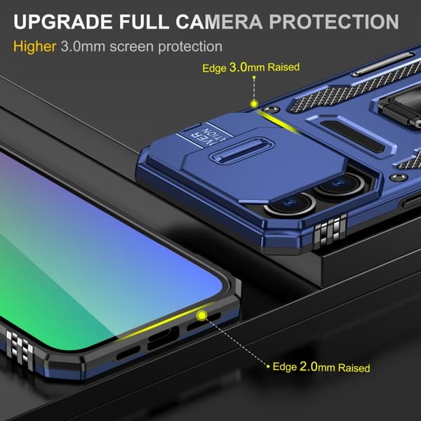 iPhone 16 Pro Skal med Armor PC + TPU Kameraskydd Marinblå