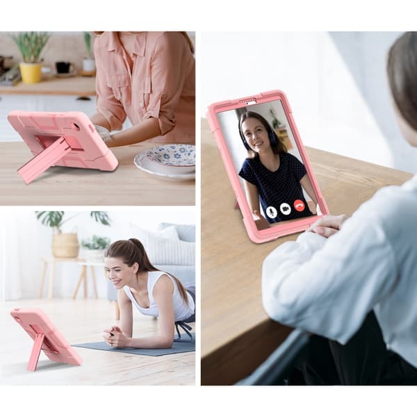 Samsung Galaxy Tab A9 / A11 Silikonfodral med Ställ i Kontrastfärg Roséguld